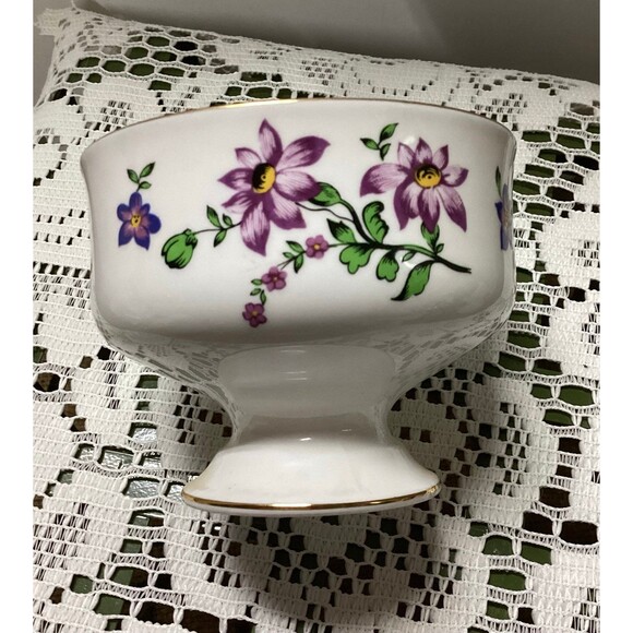 Royal Victoria Violets Fine Bone China England Footed Dessert Sherbert Bowl Cup - Picture 8 of 11
